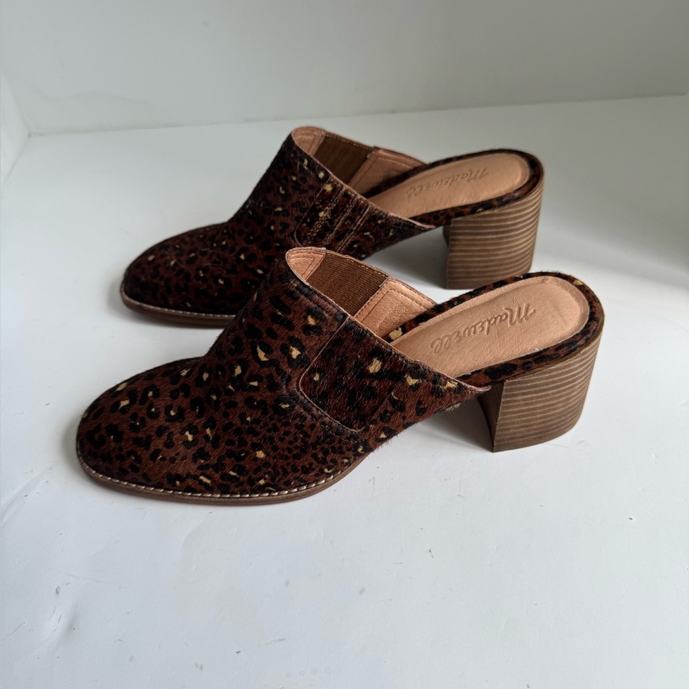 Madewell The Carey Mule in Painted Leopard Calf Hair. Size 10 - Picture 4 of 16